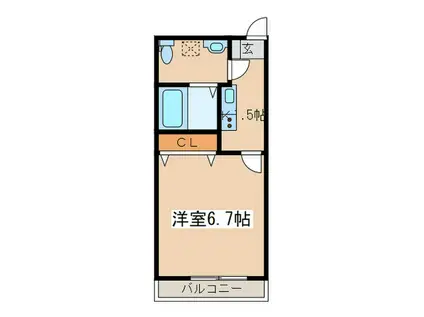 メルシーメゾン(1K/2階)の間取り写真