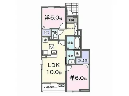 ラ・カーサ ドルチェ(2LDK/1階)の間取り写真