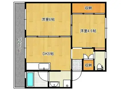 ソロンBLD三潴II(2DK/5階)の間取り写真