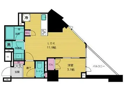 サンウッド広尾(1LDK/4階)の間取り写真
