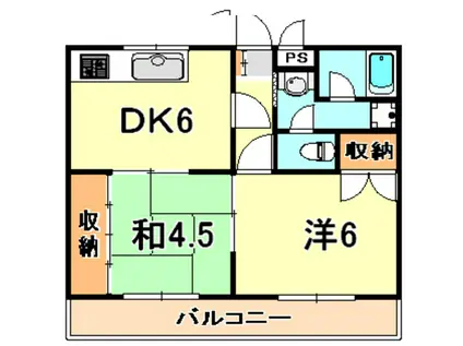 クレストヴィラ千鳥(2DK/2階)の間取り写真