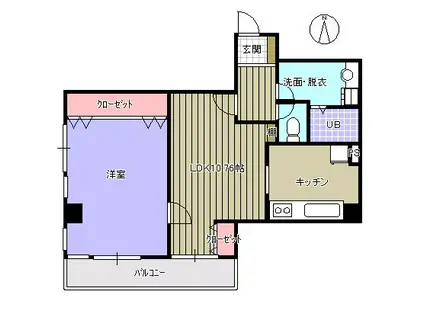 タナカビル(1LDK/3階)の間取り写真