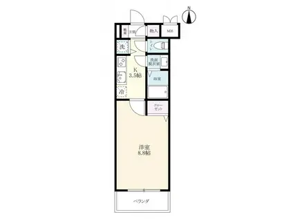 アステール(1K/2階)の間取り写真