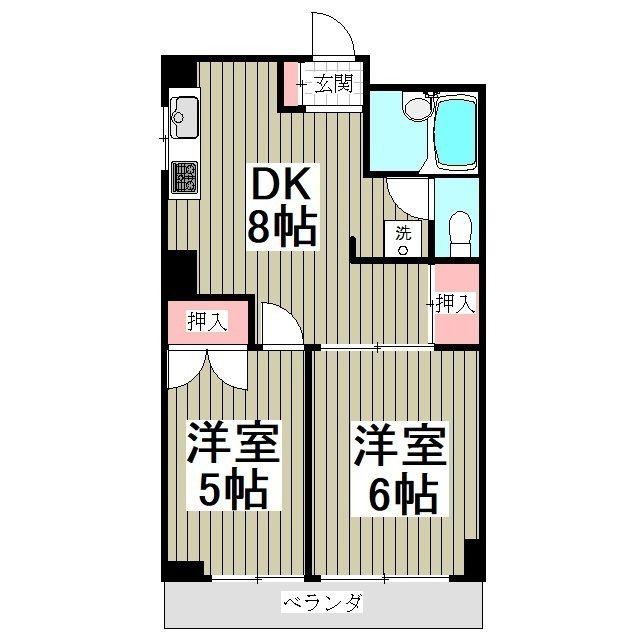 ローヤルマンション熊谷(2DK/5階)の間取り写真