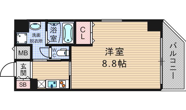 インベスト本町ウエスト(1K/4階)の間取り写真