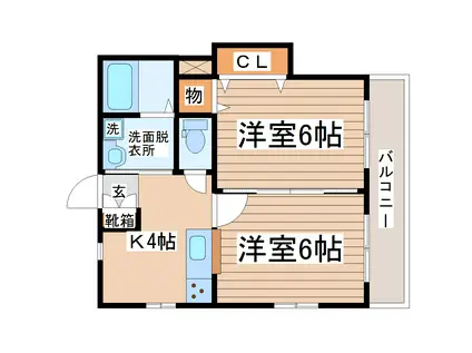 エクレール山手(2K/2階)の間取り写真