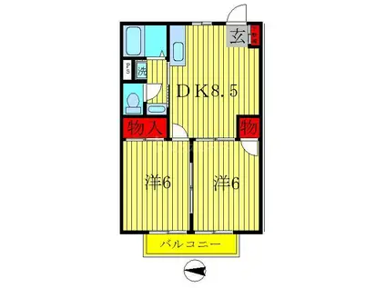 グリーンハウスA(2DK/1階)の間取り写真