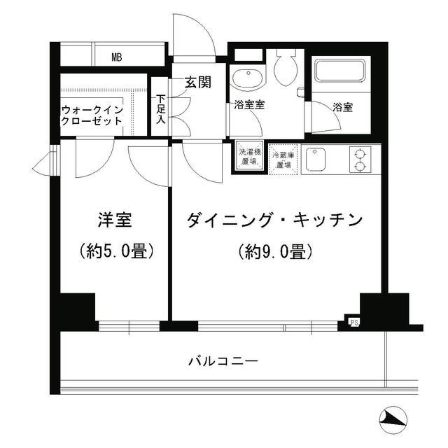 ポルトパルティーレヨコハマ(1DK/7階)の間取り写真