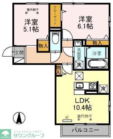 ゼルコバ II(2LDK/1階)の間取り写真