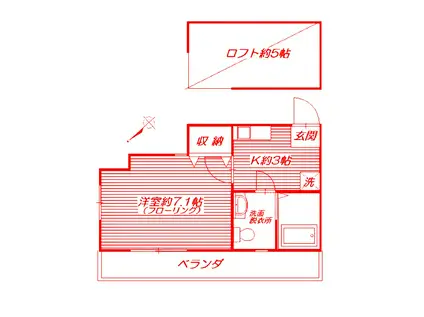 アネックス新横浜B棟(1K/2階)の間取り写真