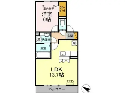 ヴェルドミールB(1LDK/2階)の間取り写真