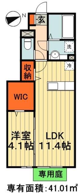 ノースヒルズ(1LDK/1階)の間取り写真