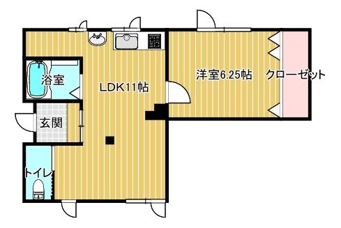 エムケーハイツ(1LDK/2階)の間取り写真