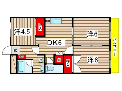 塚戸マンション(3DK/1階)の間取り写真