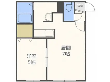ラシード北大前(1DK/1階)の間取り写真