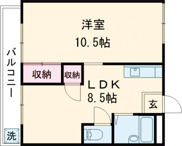 コーポ川江(1LDK/3階)の間取り写真