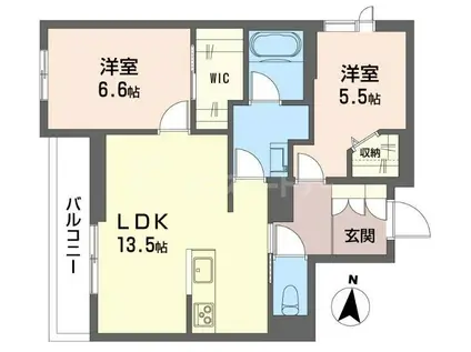シャーメゾン ボヌール(2LDK/2階)の間取り写真