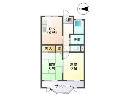 コーポラス丹羽(2DK/2階)の間取り写真