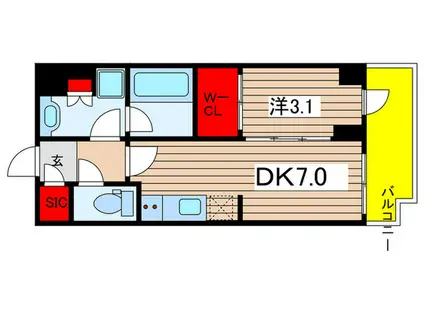 シーズンフラッツ両国サウス(1DK/3階)の間取り写真