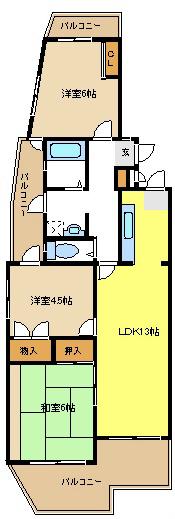 ラフォーレ西里(3LDK/3階)の間取り写真