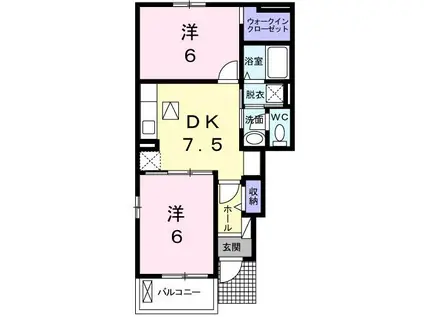 サニーサイド アルファ(2DK/1階)の間取り写真