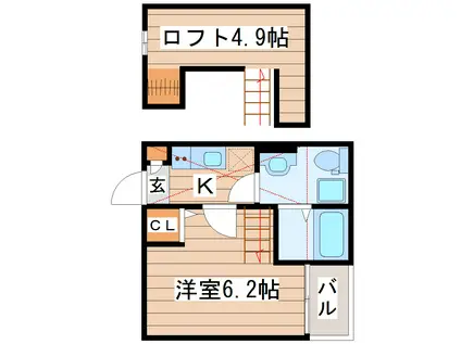 ディアコート長町(1K/1階)の間取り写真