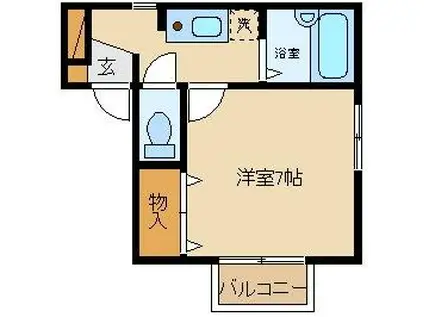 プリムローズ(1K/1階)の間取り写真