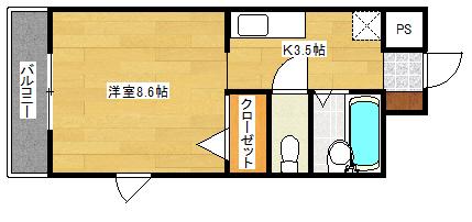 パティオ東荒神(1K/3階)の間取り写真