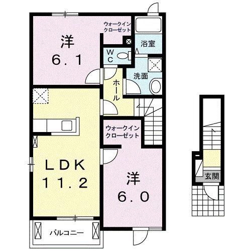 フォン ヴァサーミュレI(2LDK/2階)の間取り写真
