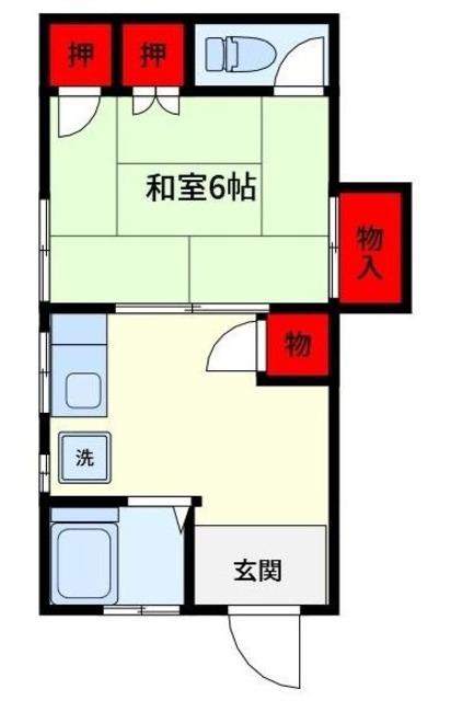 勝呂荘(1DK/1階)の間取り写真