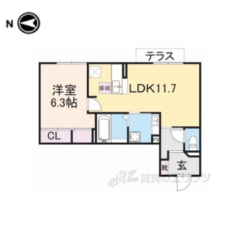 ボレアスⅡ(1LDK/1階)の間取り写真