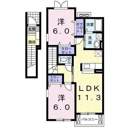 ペルペートIII(2LDK/2階)の間取り写真