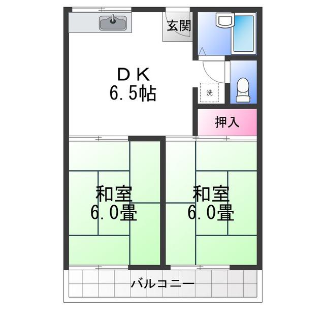 中野ハイツ(2DK/2階)の間取り写真