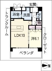 グランアベニュー名駅(1LDK/6階)の間取り写真