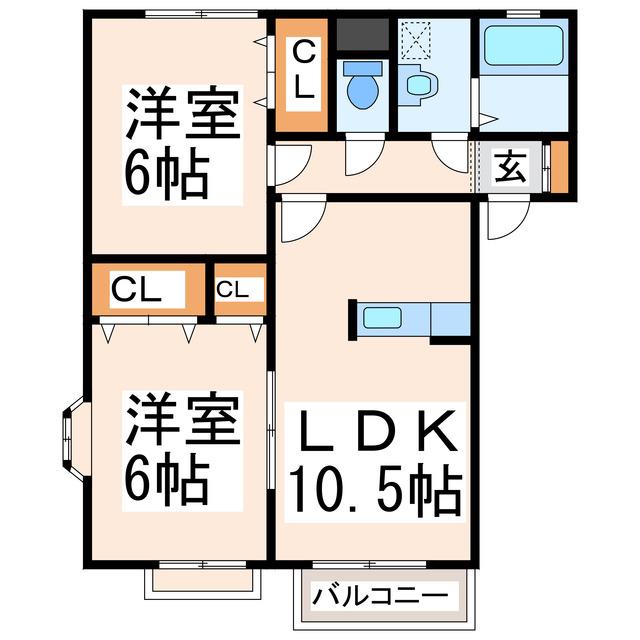 PAYSAZE A・B(2LDK/2階)の間取り写真