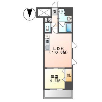プロシード池下(1LDK/10階)の間取り写真