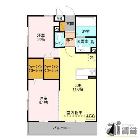 M&SKOWAII(2LDK/2階)の間取り写真