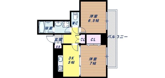 CITY SPIRE難波プレミア(2DK/3階)の間取り写真