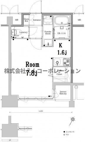 エンクレスト博多GATE(1K/14階)の間取り写真