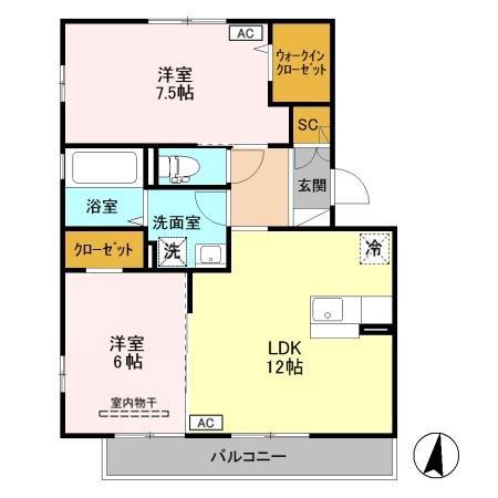 エアル202(2LDK/2階)の間取り写真