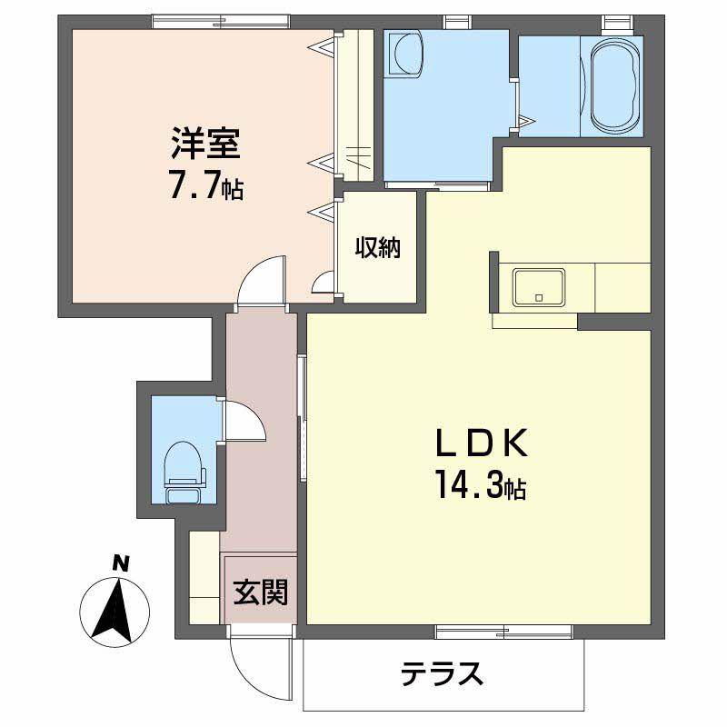 シャーメゾンBERRY A棟(1LDK/1階)の間取り写真