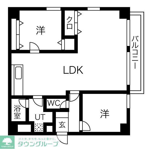 ディーフラット大濠II(2LDK/4階)の間取り写真