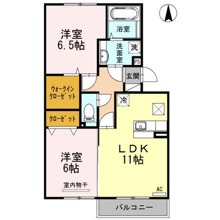 プランノールAB棟(2LDK/1階)の間取り写真