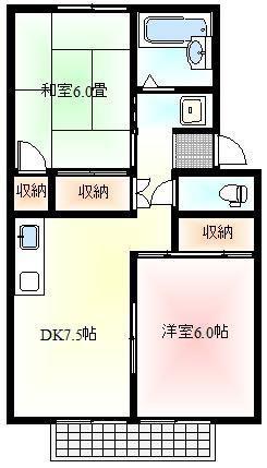 エーデルワイス(2DK/2階)の間取り写真
