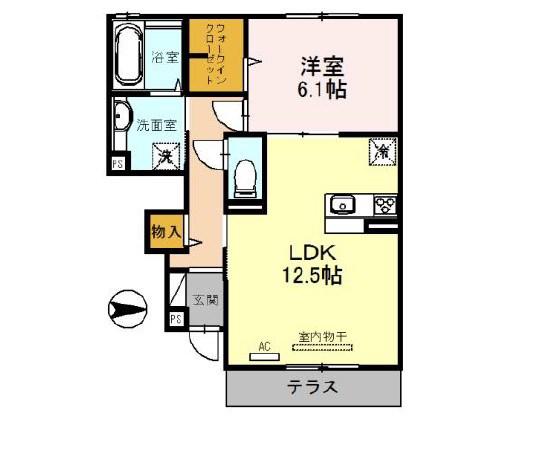 セジュール上之島(1LDK/1階)の間取り写真