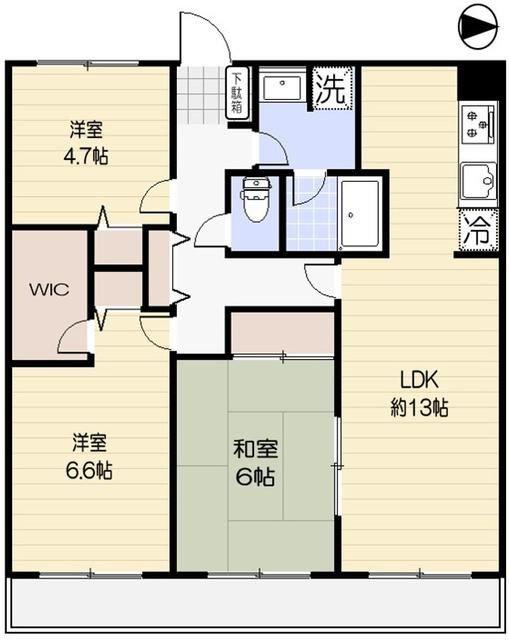 ウッディー遠藤(3LDK/5階)の間取り写真