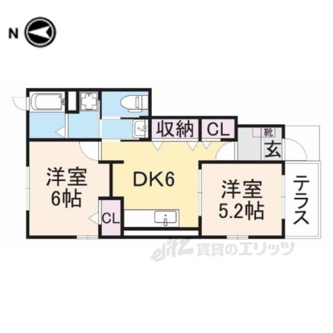 クレメント畠田(2DK/1階)の間取り写真