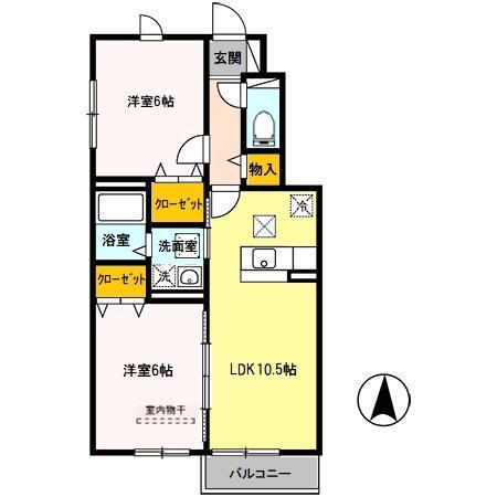 ボヌール クレエ(2LDK/1階)の間取り写真