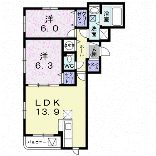 グランドコモンズ(2LDK/2階)の間取り写真