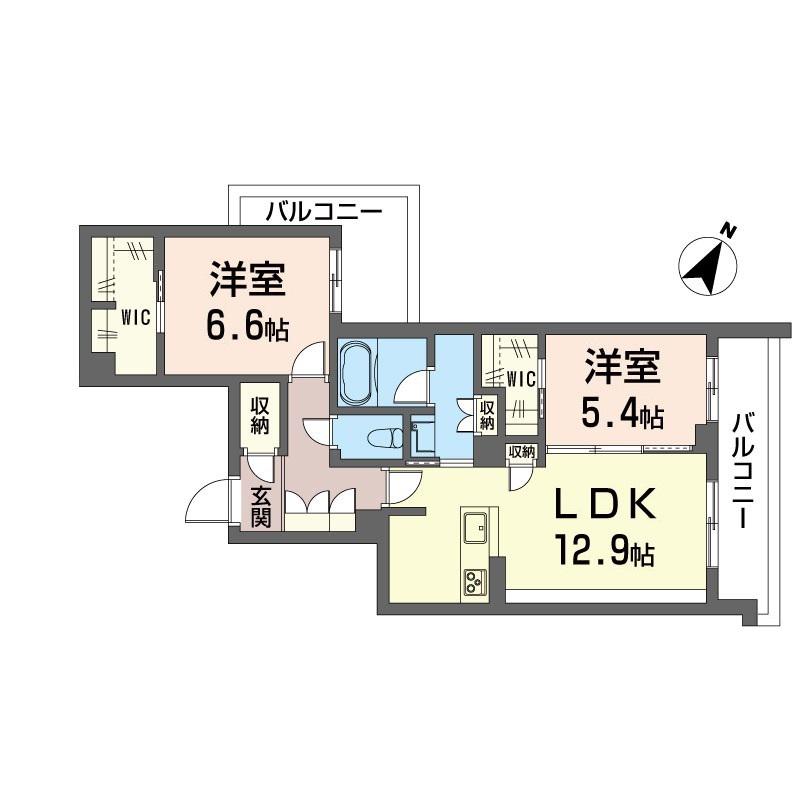 イースト ウィステリア II(2LDK/2階)の間取り写真